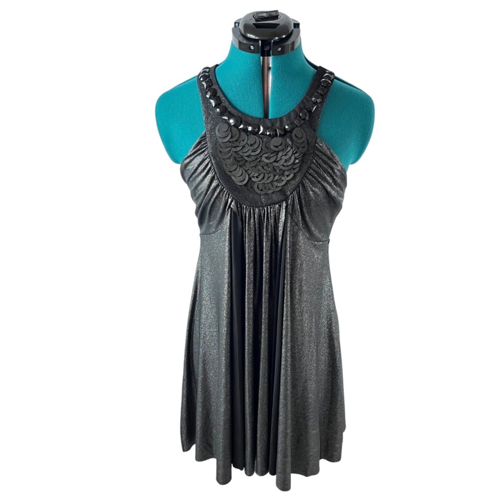 Baby Phat embroidered metallic silver dress (M)